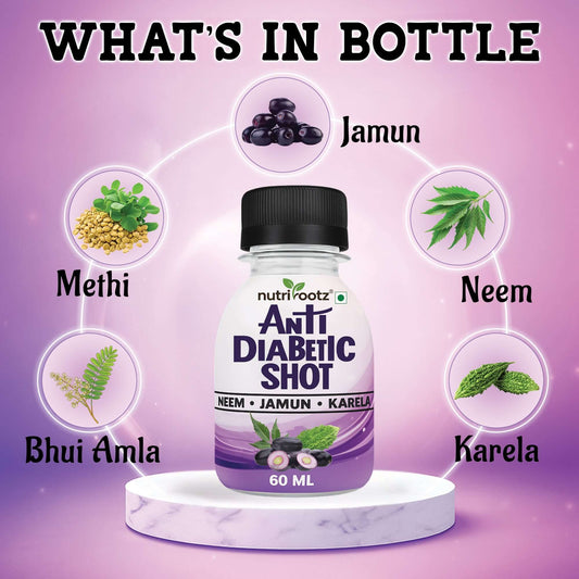 Anti Diabetic Shot neem karela jamun methi ingredients in 60ml