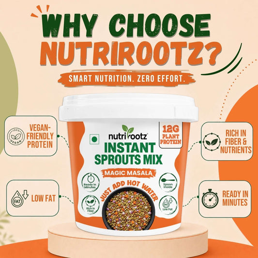 Nutrirootz Instant Sprouts Mix Magic Masala | 12g Plant Protein | Ready to Eat Meal | 50g