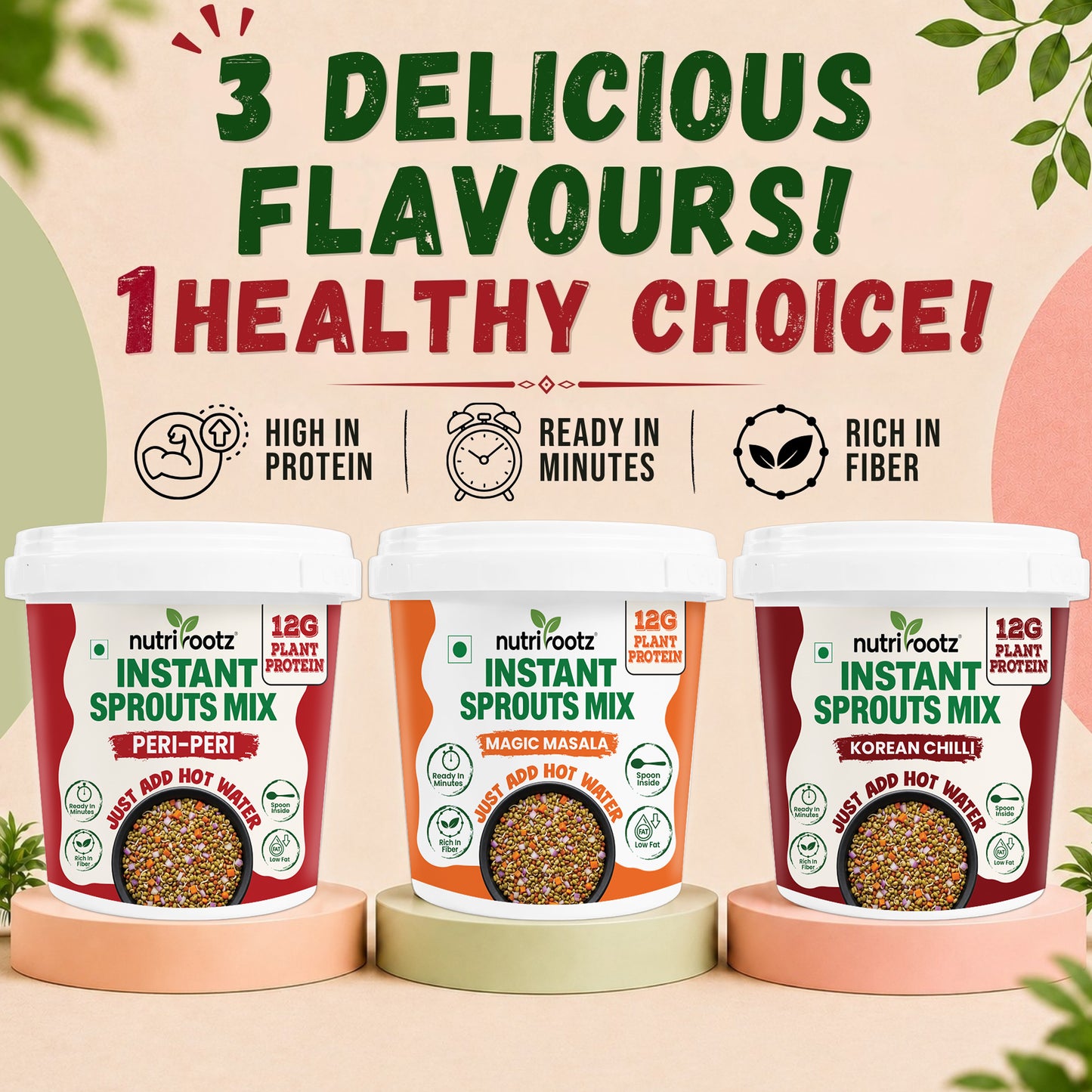 Instant Sprouts Mix Peri Peri | Ready to Eat Healthy Snack | Nutrirootz