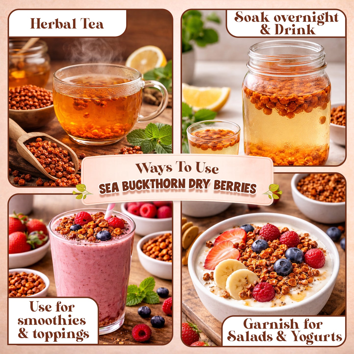 Nutrirootz Sea Buckthorn Berries (Dried Seabuckthorn) - 100gms