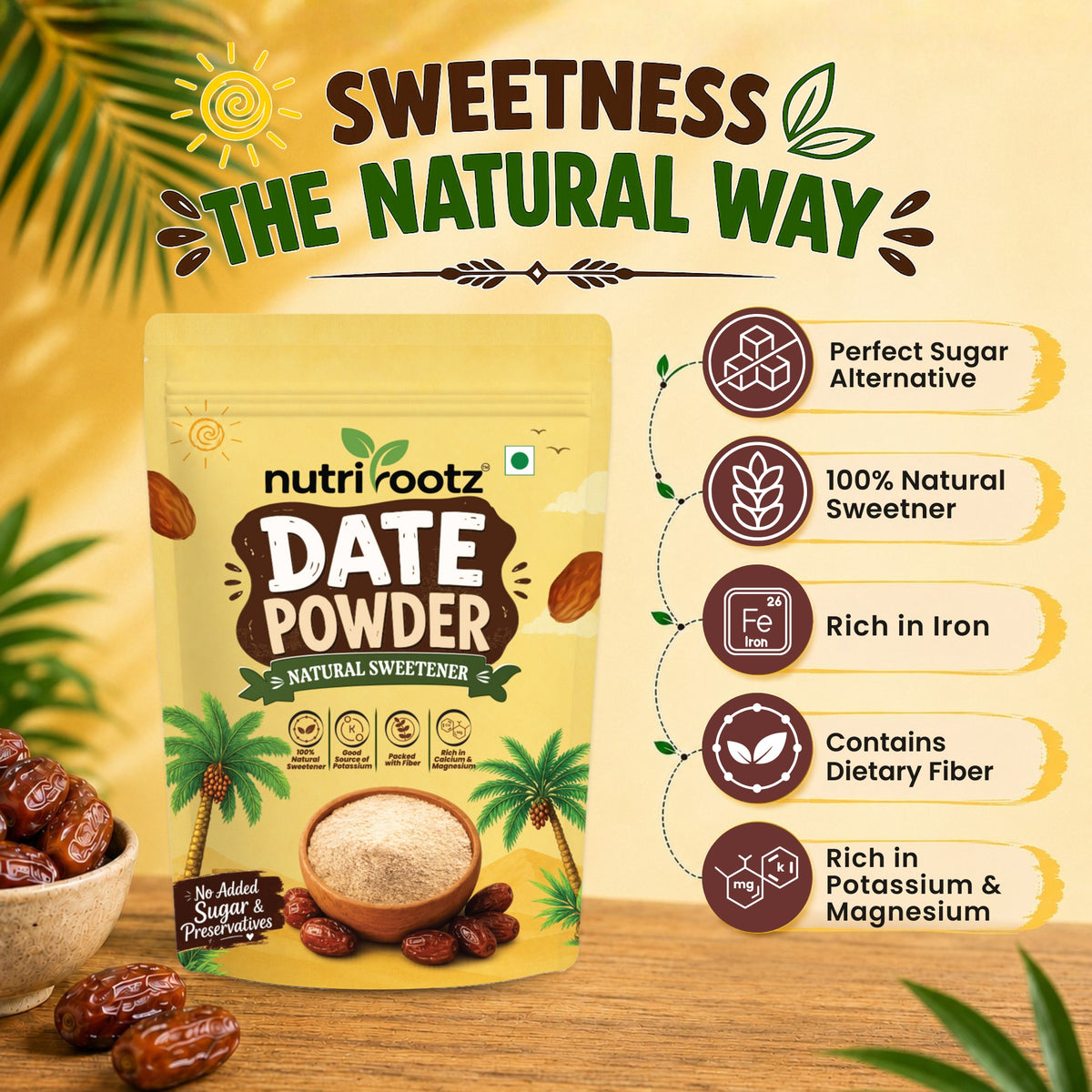Date Powder - 300g | Dry Dates Powder | Kharik / Khajur Powder | 100% Dried Dates | No Added Sugar