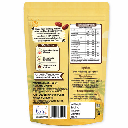Date Powder - 300g | Dry Dates Powder | Kharik / Khajur Powder | 100% Dried Dates | No Added Sugar