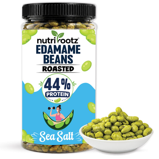 Nutrirootz Roasted Edamame Beans - Sea Salt Flavor | High Protein Snack | 400g