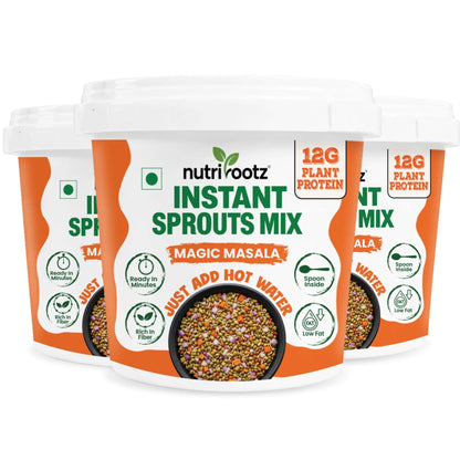 Nutrirootz Instant Sprouts Mix Magic Masala | 12g Plant Protein | Ready to Eat Meal | Just Add Hot Water | 50g