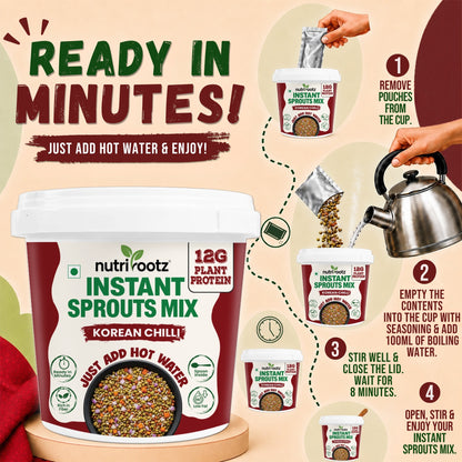 Instant Sprouts Mix Korean Chilli | High Protein Snack | Nutrirootz