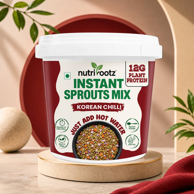 Nutrirootz Instant Sprouts Mix Korean Chilli | 12g Plant Protein | Ready To Eat Healthy Snack | 50g