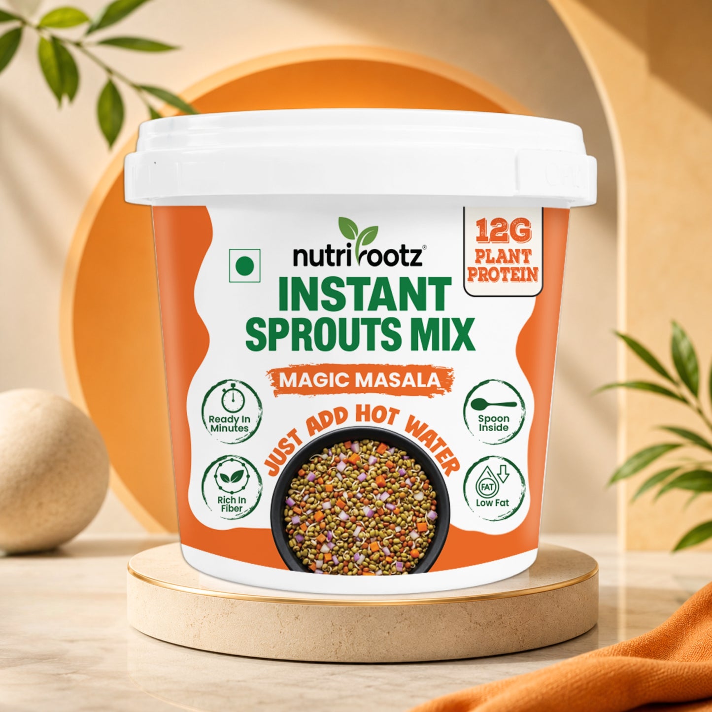 Nutrirootz Instant Sprouts Mix Magic Masala | 12g Plant Protein | Ready to Eat Healthy Snack | 50g