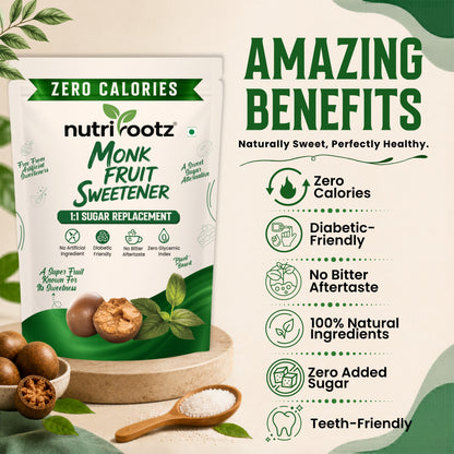 Monk Fruit Sweetener with Erythritol - 200g | Zero Calorie, Keto-Friendly