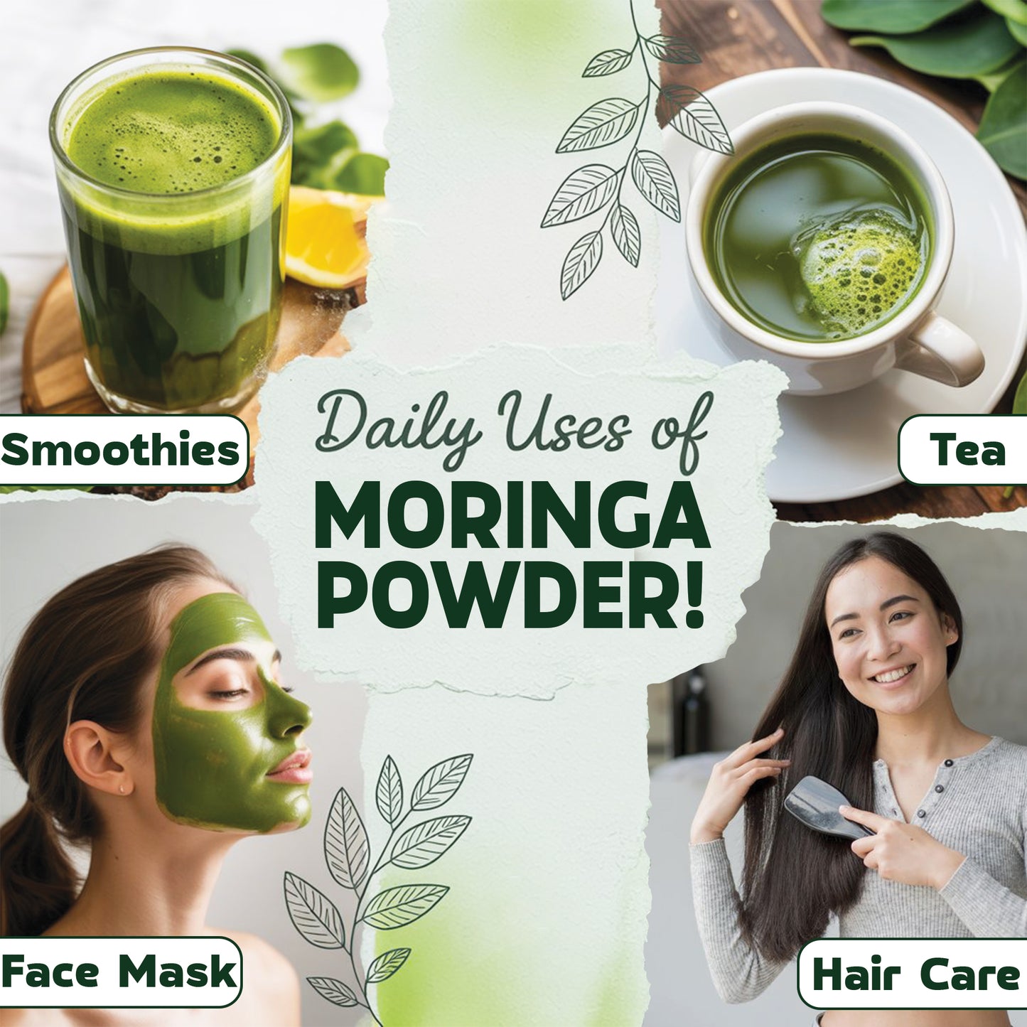 NUTRIROOTZ Organic Moringa Powder 100g | Drumstick Leaves Powder | Rich in Vitamins | Superfood For Immunity, Digestion & Energy | Helps With Hair & Skin