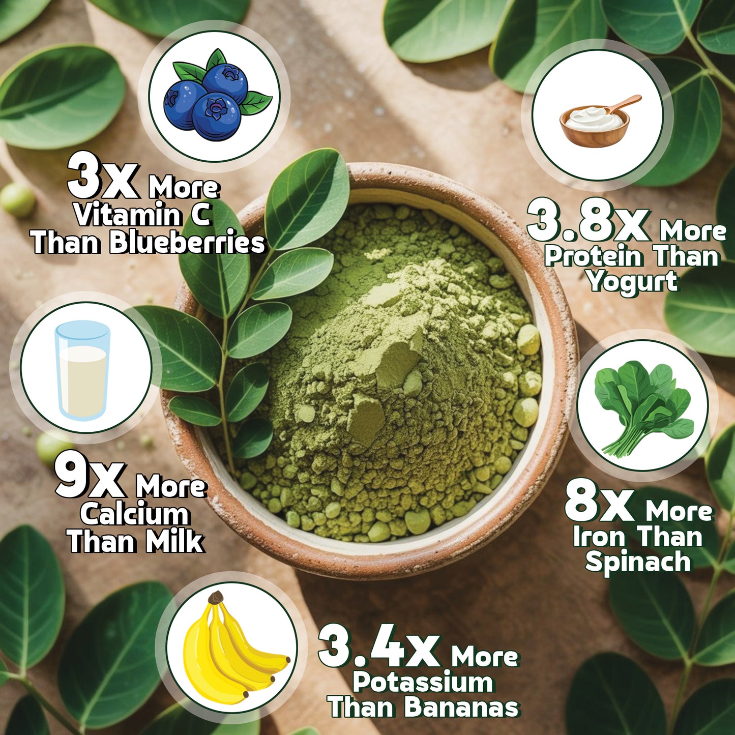 NUTRIROOTZ Organic Moringa Powder 100g | Drumstick Leaves Powder | Rich in Vitamins | Superfood For Immunity, Digestion & Energy | Helps With Hair & Skin