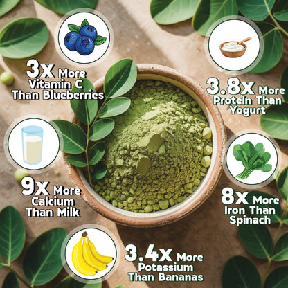 NUTRIROOTZ Organic Moringa Powder 100g | Drumstick Leaves Powder | Rich in Vitamins | Superfood For Immunity, Digestion & Energy | Helps With Hair & Skin
