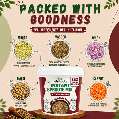 Instant Sprouts Mix Korean Chilli | High Protein Snack | Nutrirootz