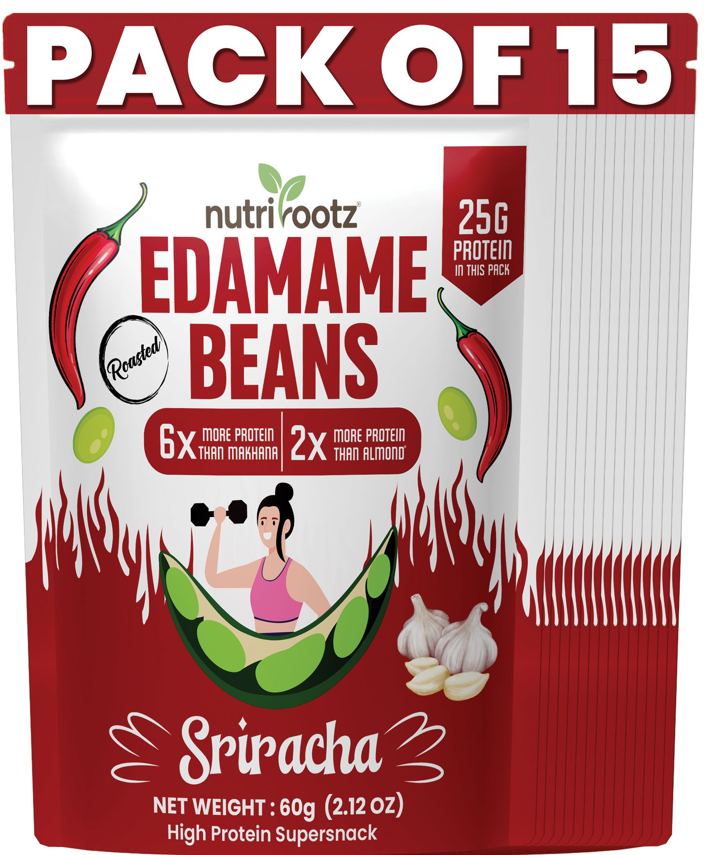 Roasted Edamame Beans - SIRACHA FLAVOR | 25g Protein