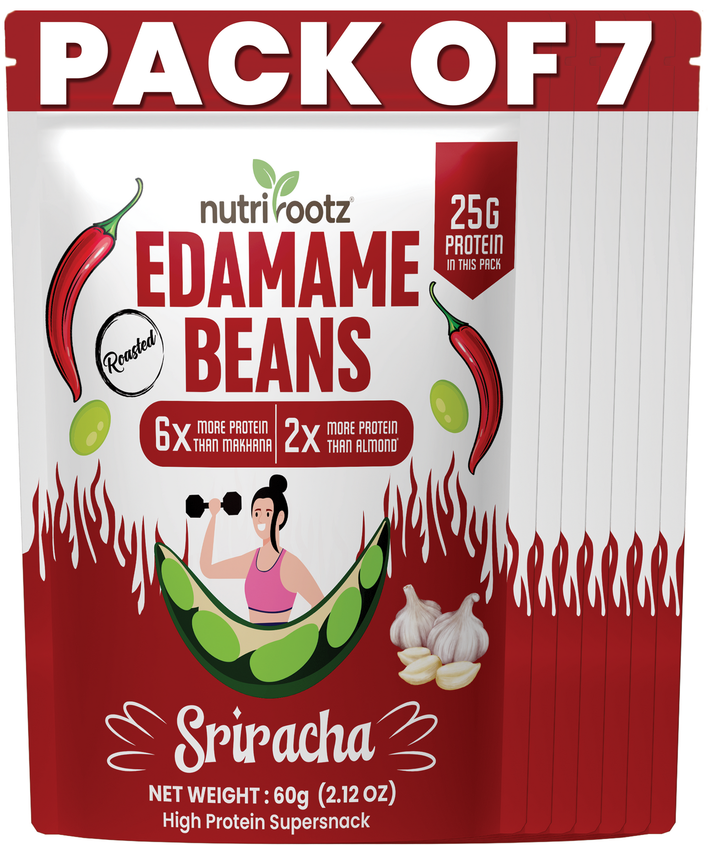 Roasted Edamame Beans - SIRACHA FLAVOR | 25g Protein