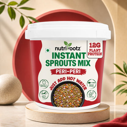Nutrirootz Instant Sprouts Mix Peri Peri | 12g Plant Protein | Ready to Eat Healthy Snack | 50g