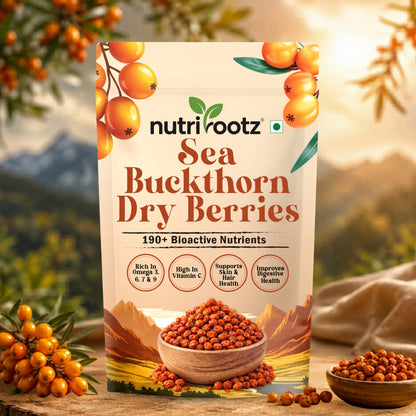 Nutrirootz Sea Buckthorn Berries (Dried Sea buckthorn Berries ) - 100gms