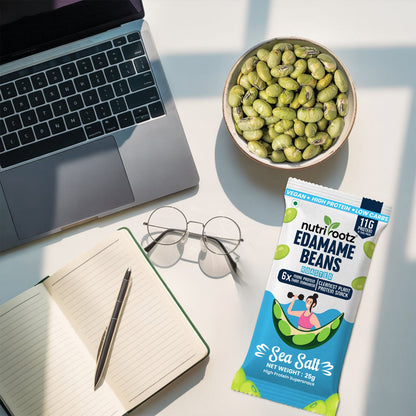 Nutrirootz Roasted Edamame Beans Sea Salt | 11g Protein per pack 25g | Pack of 5 & 10 | High Protein Snack | Keto, Vegan & Gluten Free