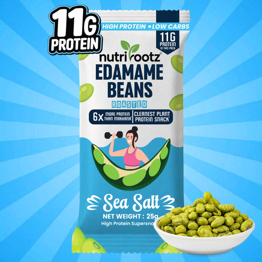 Nutrirootz Roasted Edamame Beans - Sea Salt | 11g Protein per pack 25g | High Protein Snack | Keto, Vegan & Gluten Free