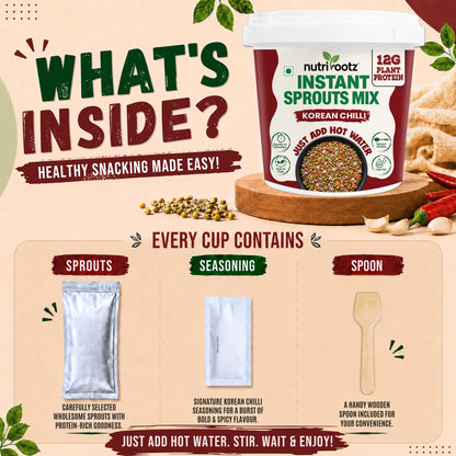 Instant Sprouts Mix Korean Chilli | High Protein Snack | Nutrirootz