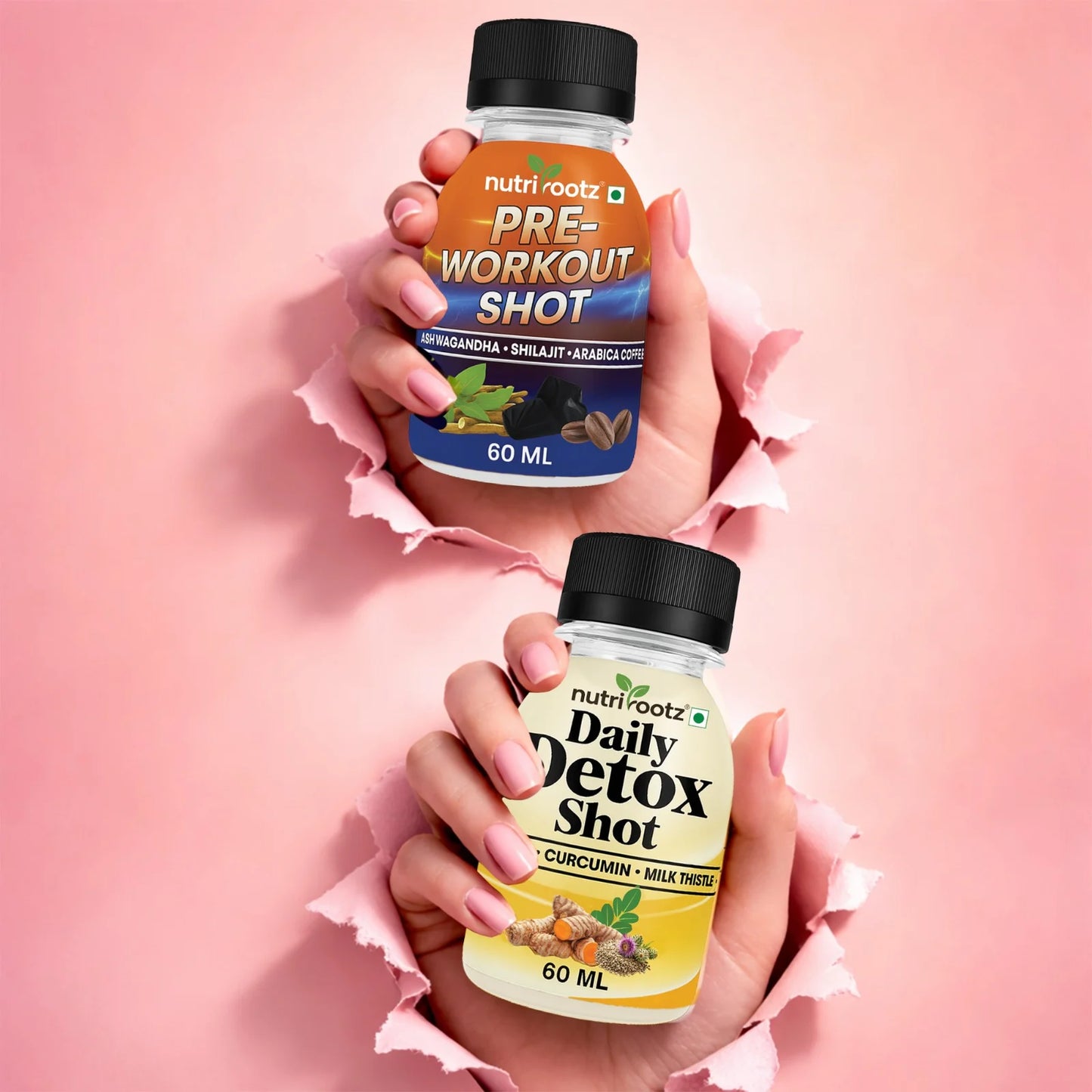 Pre Workout & Detox Shot Combo Pack | Energy, Focus & Recovery Support