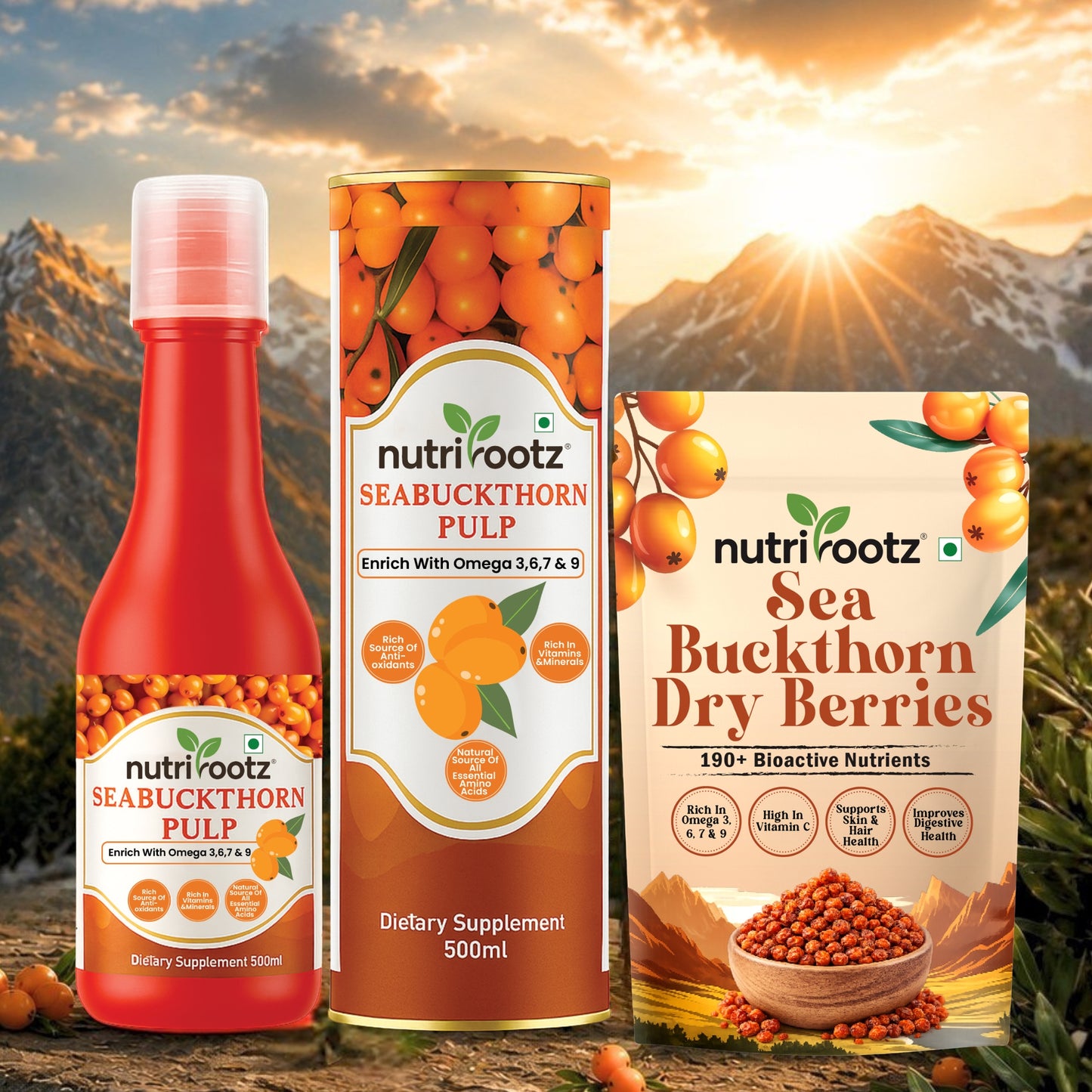 Nutrirootz Sea Buckthorn Wellness Kit | Skin Glow & Immunity Support