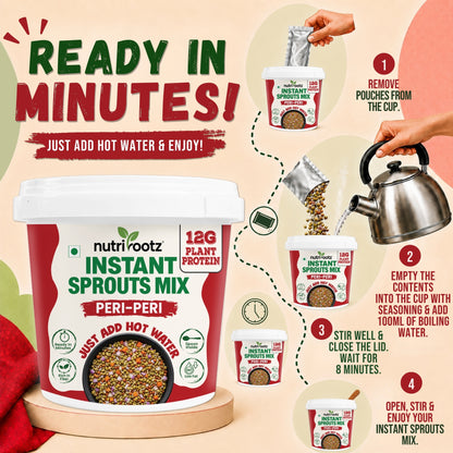 Instant Sprouts Mix Peri Peri | Ready to Eat Healthy Snack | Nutrirootz